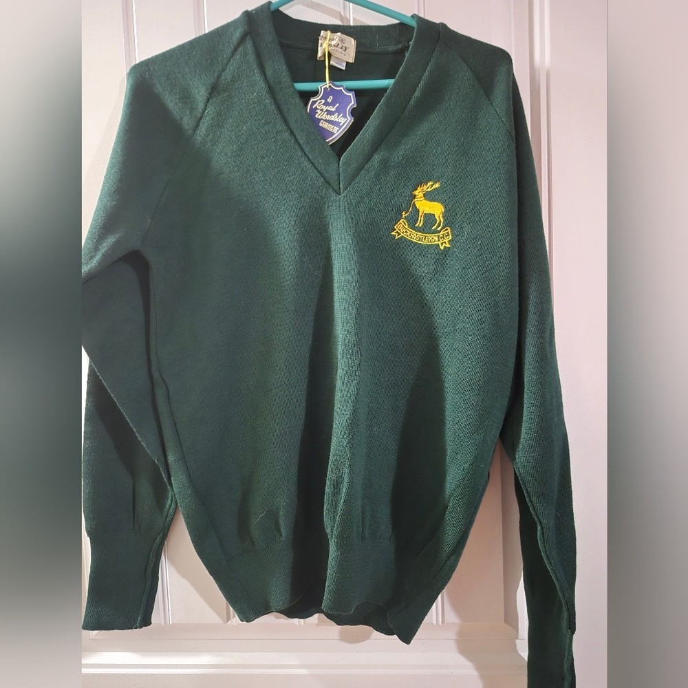 Mens Vintage Cricket Team Wool Sweater New With Tags Medium (40" UK)